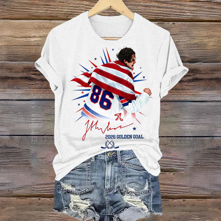 Jack Hughes 2026 Golden Goal T-Shirt USA Hockey 2026 Winter Olympic Shirt Fan Gift For Wife