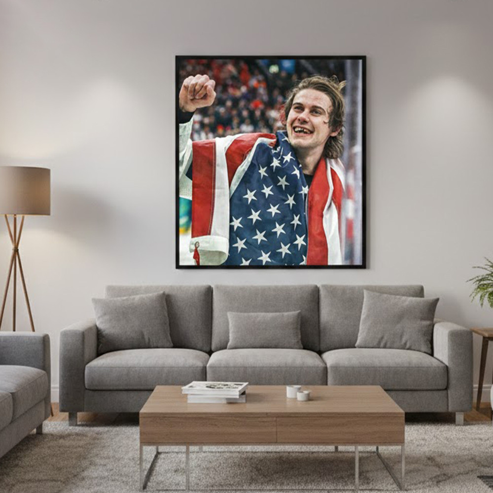 Jack Hughes Missing Teeth Victory Poster USA Hockey Gold Medal Poster Fan Gift Idea