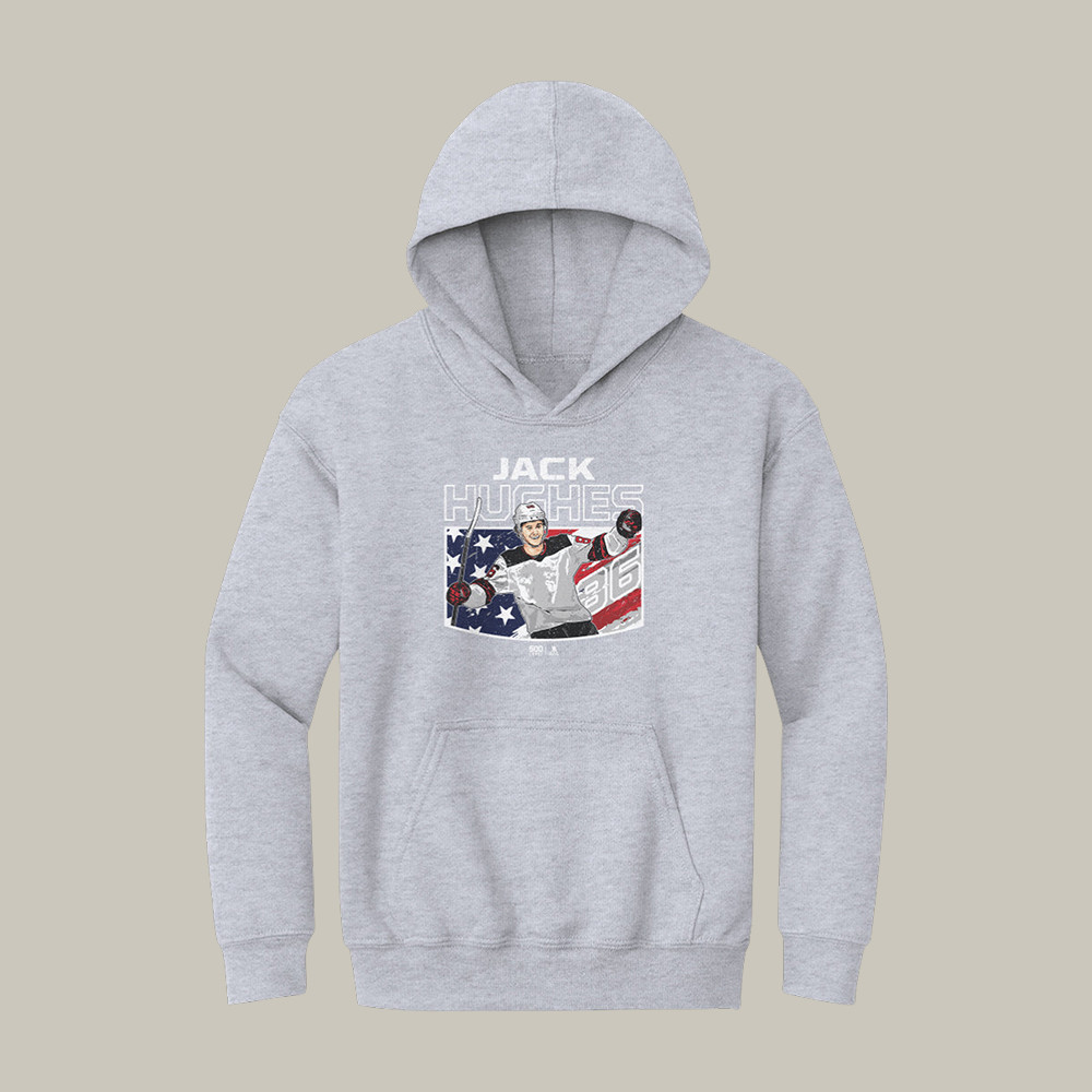 Jack Hughes New Jersey American Flag Hoodie Hockey Team USA 2026 Apparel Hockey Fan Gift