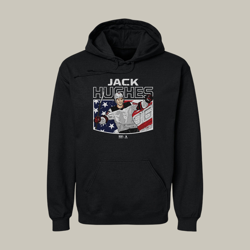 Jack Hughes New Jersey American Flag Hoodie Hockey Team USA 2026 Hooded Sweatshirt