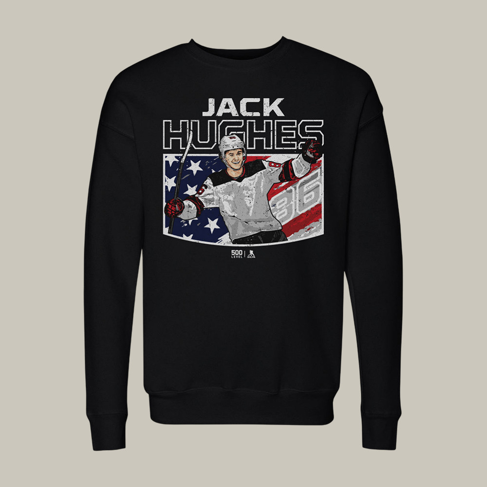 Jack Hughes New Jersey American Flag Sweatshirt USA Hockey Gold Medal Merchandise