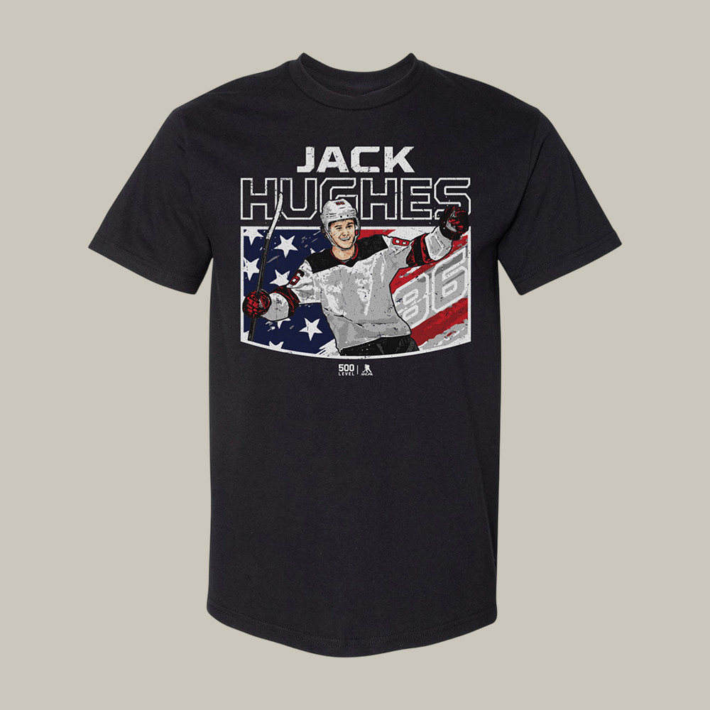 Jack Hughes New Jersey American Flag T-Shirt USA Hockey Gold Shirt Best Fan Gift