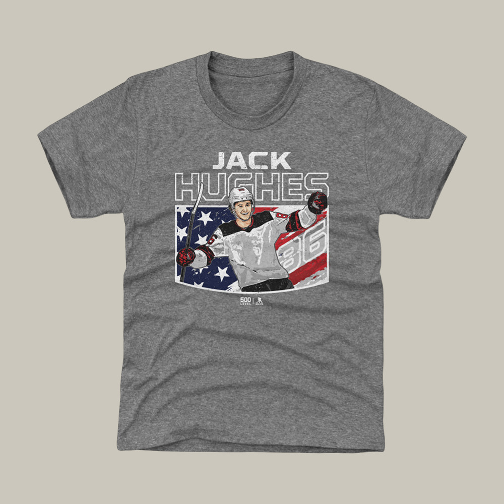 Jack Hughes New Jersey American Flag T-Shirt USA Hockey Team Clothes Gift For Jack Hughes Lover