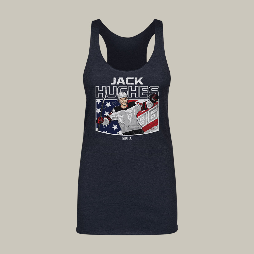 Jack Hughes New Jersey American Flag Tank Top USA Hockey Gold Merch Hockey Fan Gift