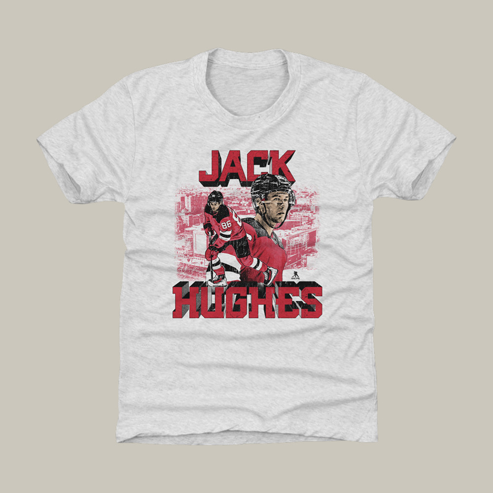 Jack Hughes New Jersey Block T-Shirt Team USA Hockey Clothes Jack Hughes Fan Gift