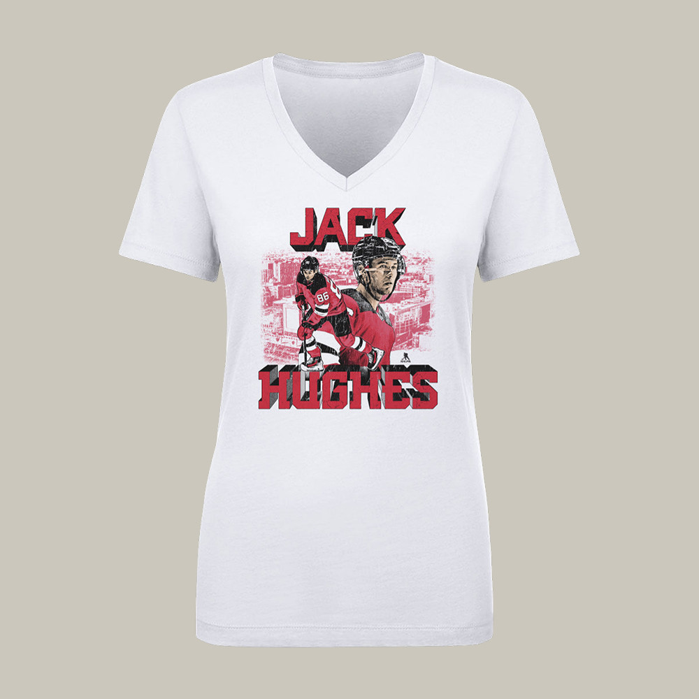 Jack Hughes New Jersey Block V-Neck Shirt USA Hockey 2026 Winter Olympic Clothes Fan Gift
