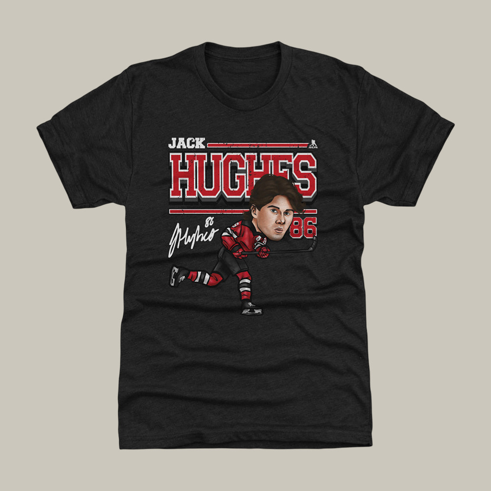 Jack Hughes New Jersey Cartoon T-Shirt Team USA Hockey Merch Olympics Fan Gift