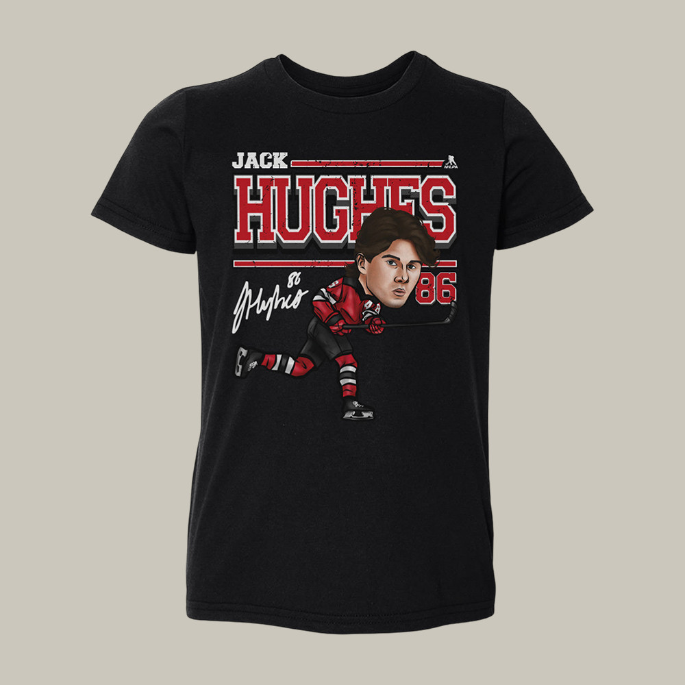 Jack Hughes New Jersey Cartoon T-Shirt USA Hockey Champions Clothes Sport Themed Gift