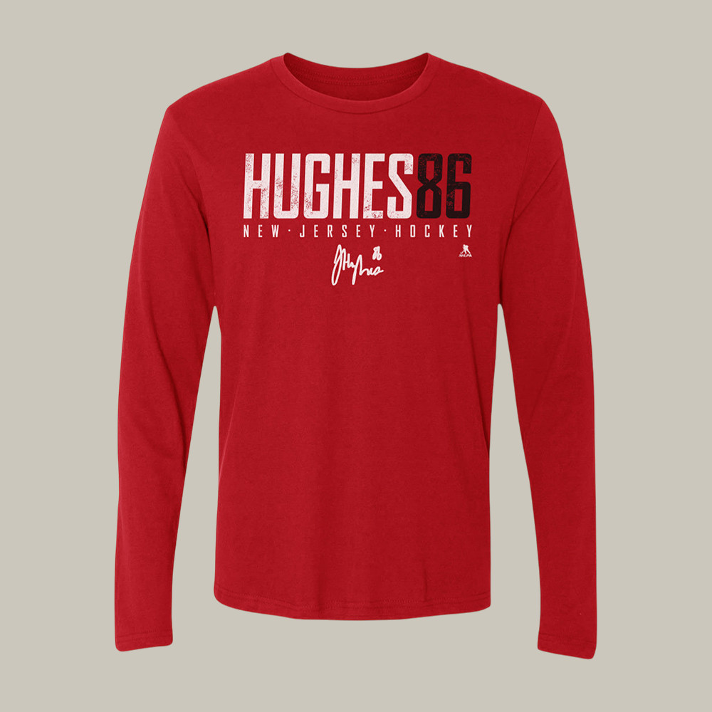 Jack Hughes New Jersey Elite Long Sleeve Shirt Team USA Hockey Clothes Jack Hughes Fan Gear
