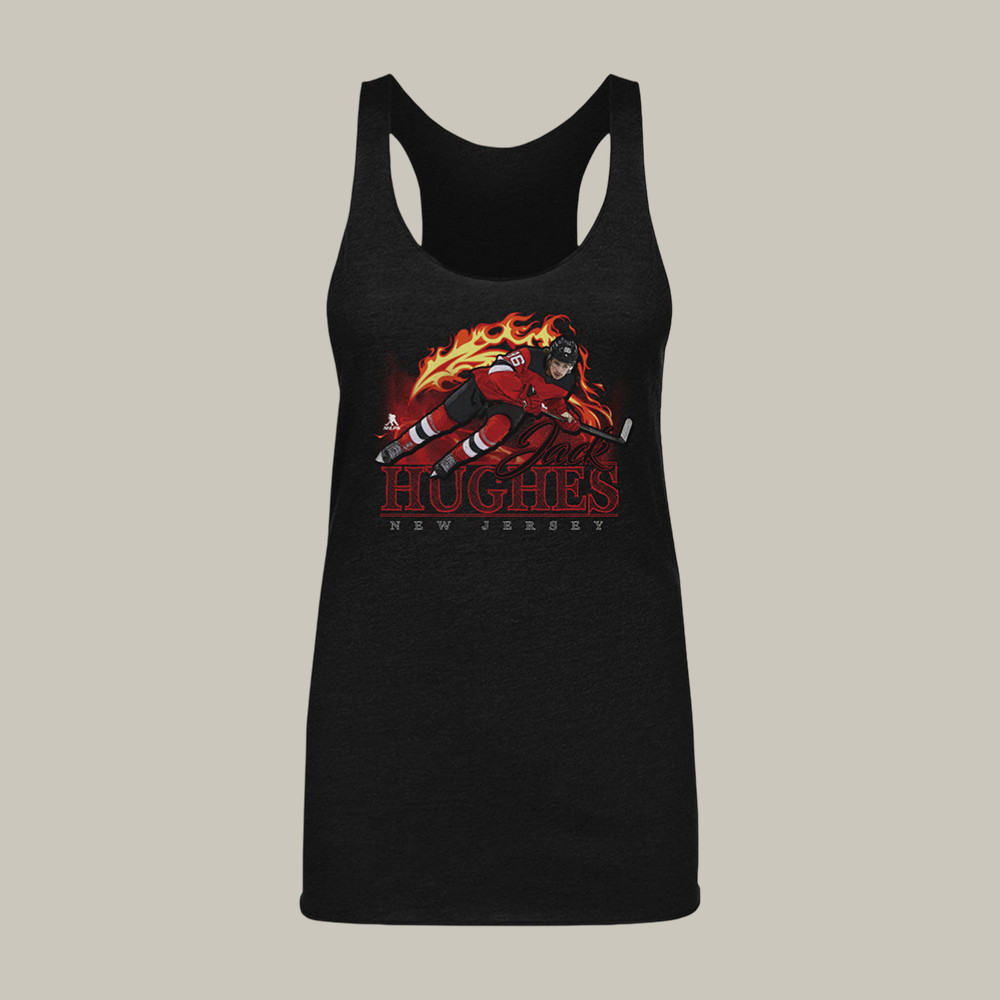 Jack Hughes New Jersey Flame Tank Top USA Hockey Gold Medal Shirt Cool Fan Gift