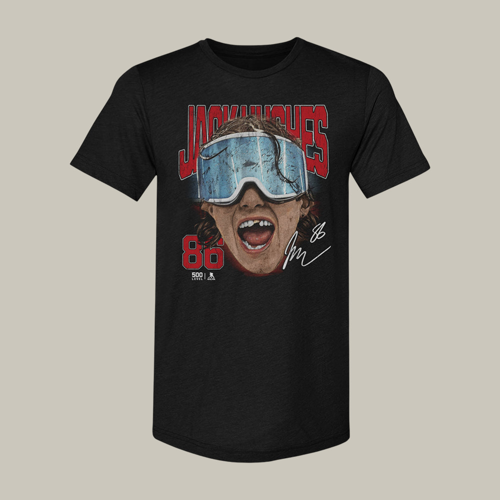 Jack Hughes New Jersey Goggles T-Shirt USA Hockey Olympic Merch Jack Hughes Gift Idea