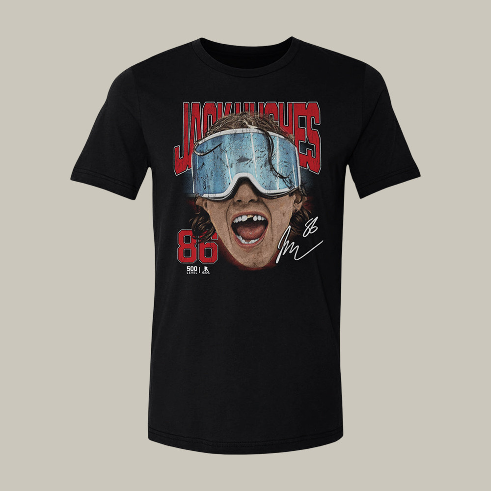 Jack Hughes New Jersey Goggles T-Shirt USA Hockey Team Merch Best Gift For Fans