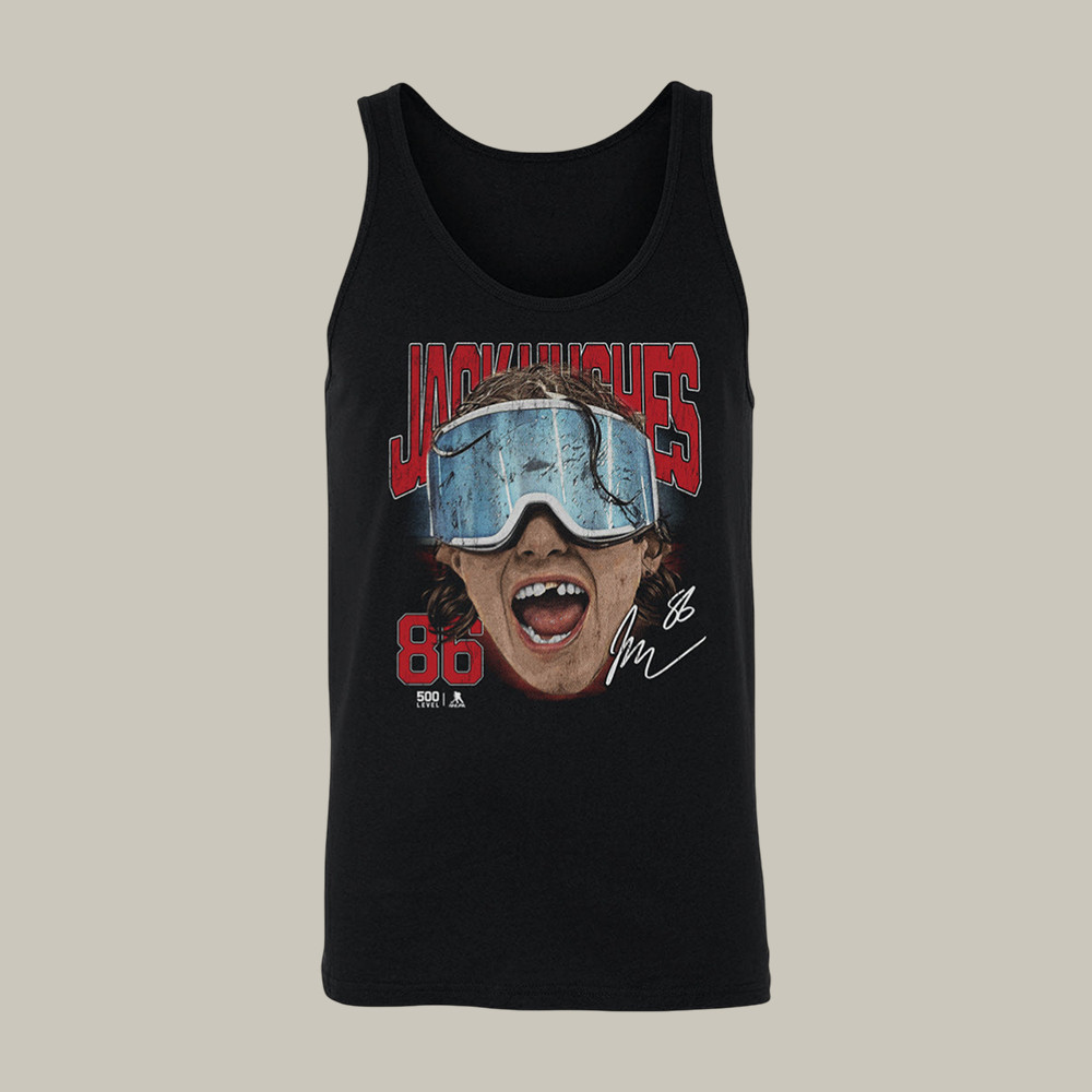 Jack Hughes New Jersey Goggles Tank Top USA Hockey Gold Shirt Jack Hughes Fan Present