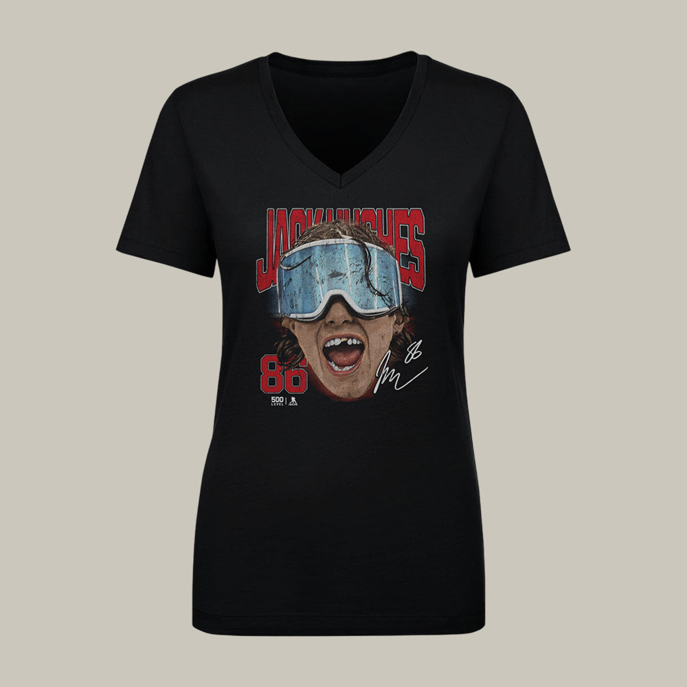 Jack Hughes New Jersey Goggles V-Neck Shirt USA Hockey Gold Shirt Jack Hughes Fan Gift