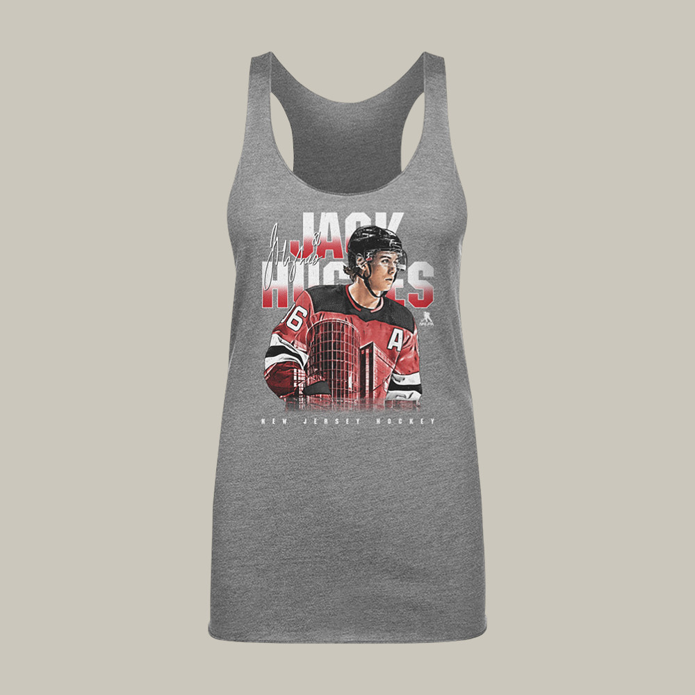Jack Hughes New Jersey Landmark Tank Top USA Hockey Gold Shirt Hockey Fan Present