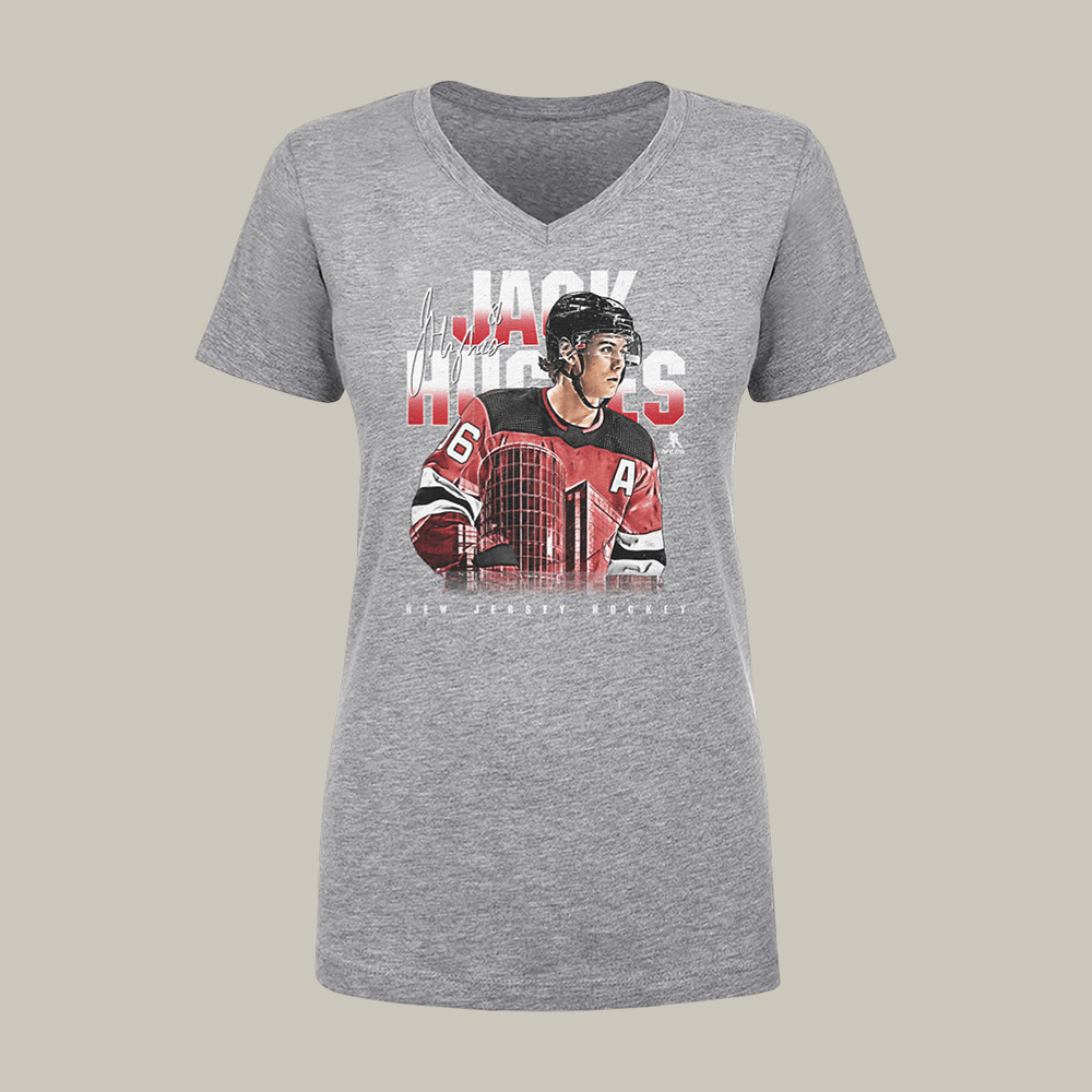 Jack Hughes New Jersey Landmark V-Neck Shirt USA Hockey Gold Merch Hockey Lover Gift