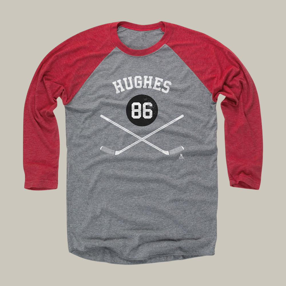 Jack Hughes New Jersey Sticks 86 Long Sleeve Shirt Jack Hughes Apparel Hockey Fan Gift