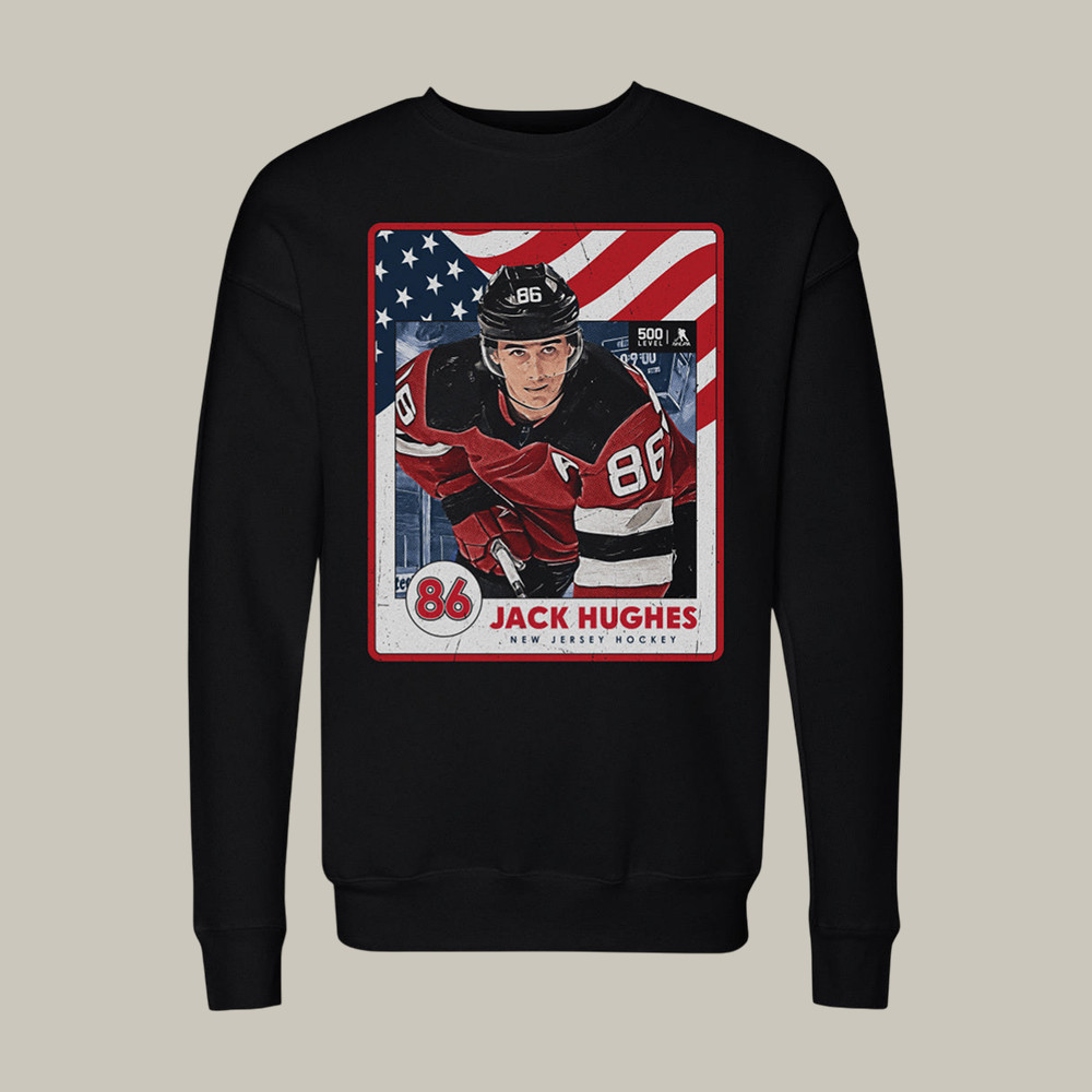 Jack Hughes New Jersey USA Card Sweatshirt USA Hockey Gold Merch Jack Hughes Lover Gift