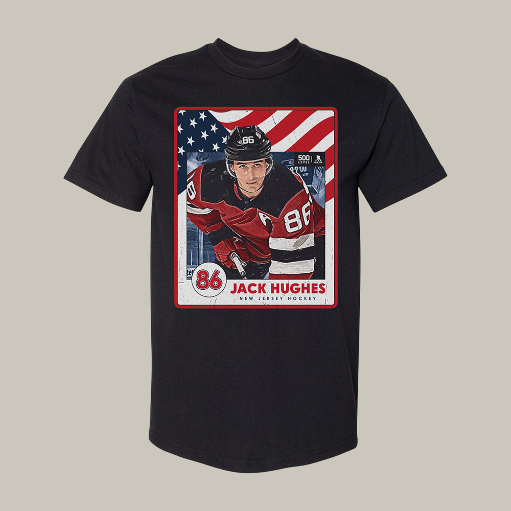 Jack Hughes New Jersey USA Card T-Shirt USA Hockey Gold Medal Shirt Hockey Fan Presents