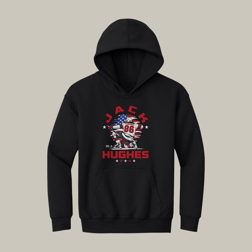 Jack Hughes New Jersey USA Flag Celebration Hoodie USA Hockey Gold Medal Merch Hockey Gift