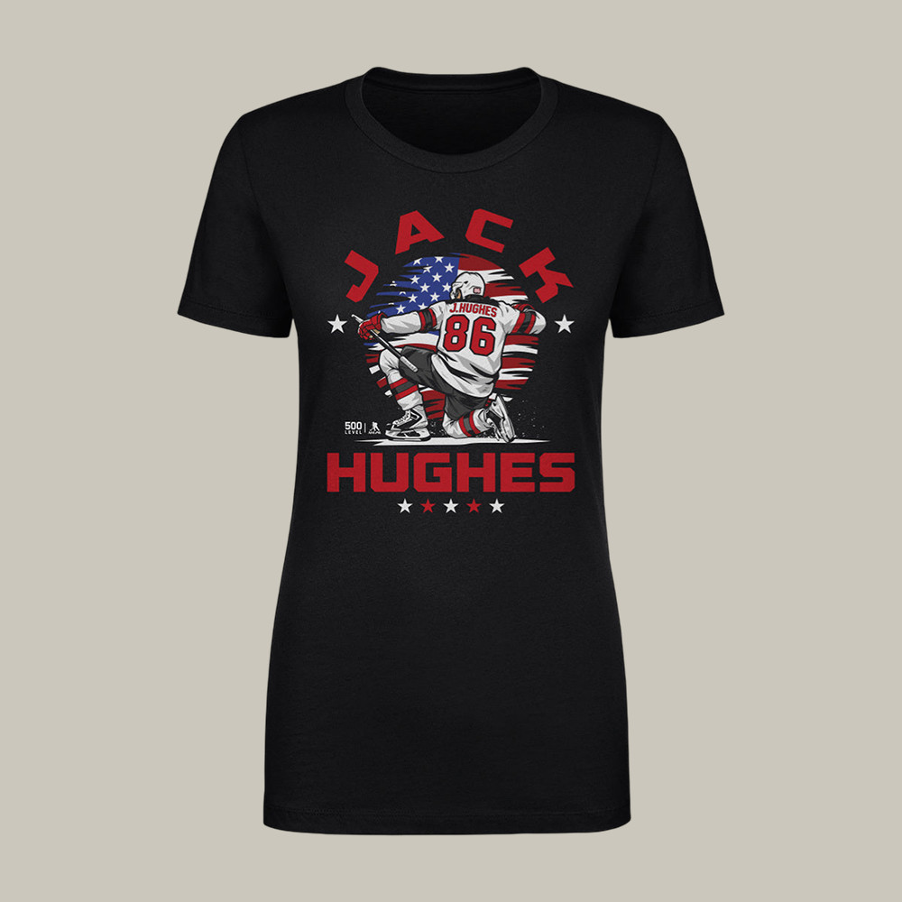 Jack Hughes New Jersey USA Flag Celebration T-Shirt USA Hockey Gold Medal Clothes Gift For Her