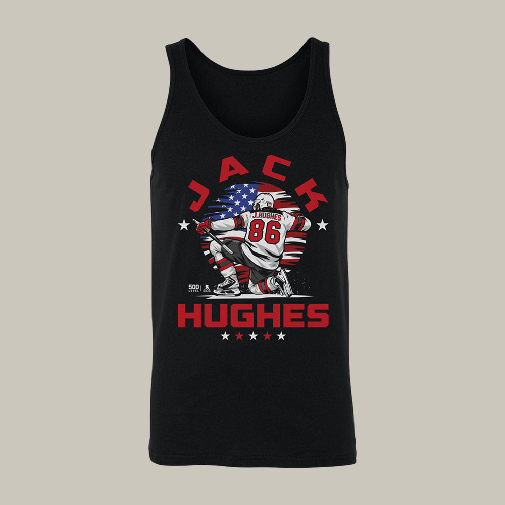 Jack Hughes New Jersey USA Flag CelebrationT-Shirt USA Hockey Gold Shirt Jack Hughes Enthusiasts Gift