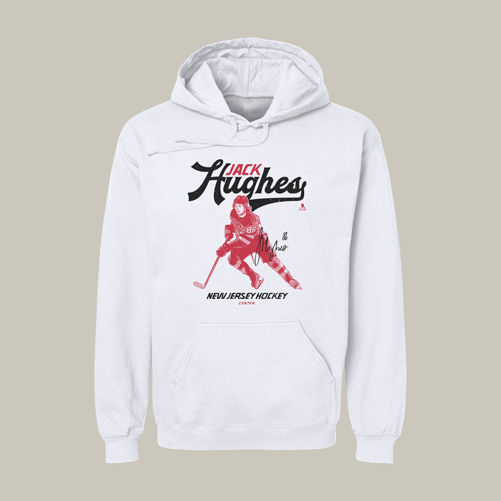 Jack Hughes New Jersey Vintage Hoodie USA Hockey Apparel Hockey Lover Gift Ideas