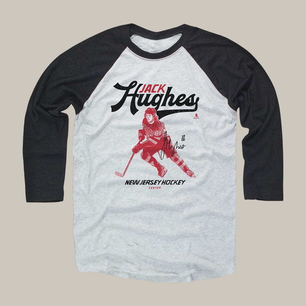 Jack Hughes New Jersey Vintage Long Sleeve Shirt Jack Hughes Apparel Hockey Fan Gift