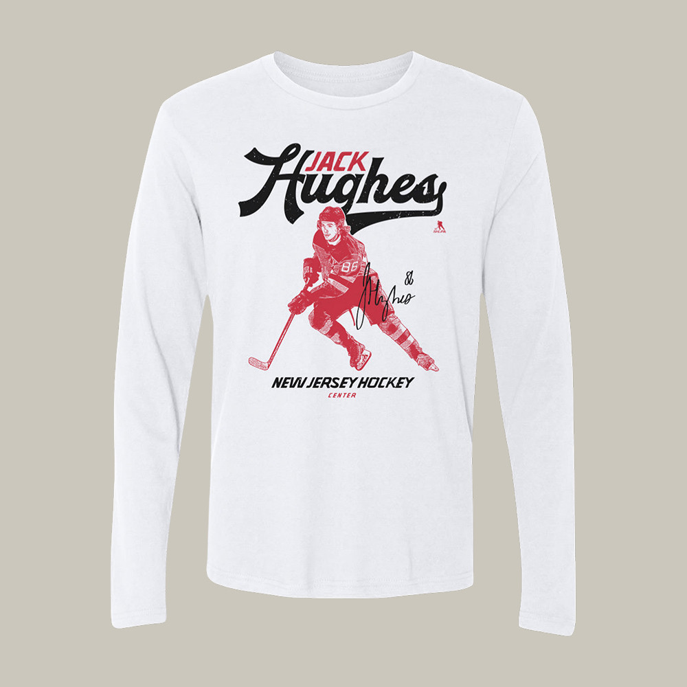 Jack Hughes New Jersey Vintage Long Sleeve Shirt USA Hockey Gold Medal Merchandise Fan Gear