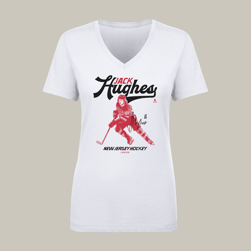 Jack Hughes New Jersey Vintage V-Neck Shirt USA Hockey Olympic Merch Jack Hughes Fan Gift