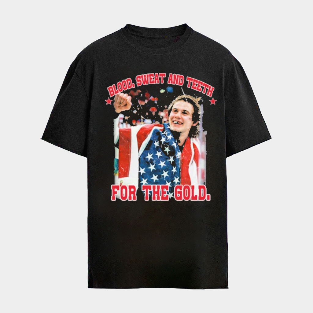 Jack Hughes Shirt USA Hockey Gold Medal Merch Blood Sweat And Teeth For The Gold T-Shirt For Fan