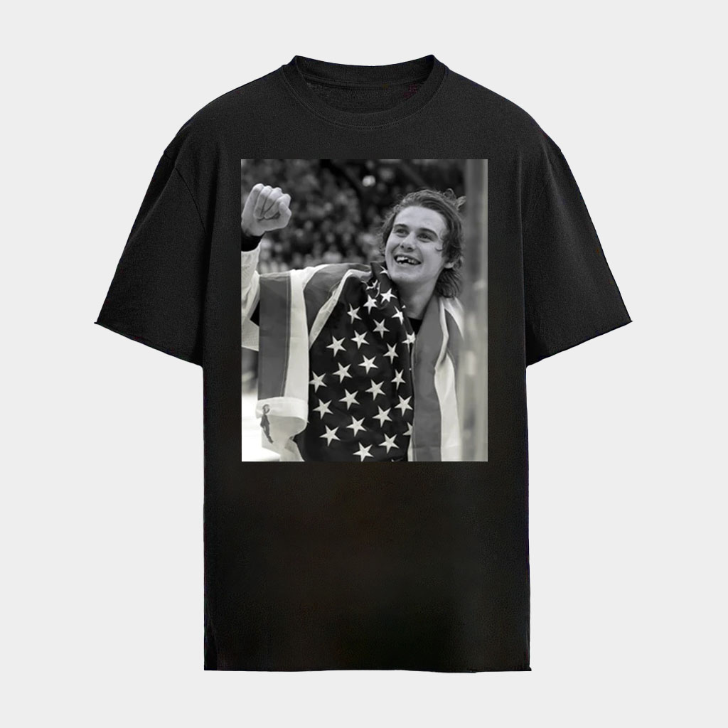 Jack Hughes Shirt USA Hockey Gold Medal Merch USA Olympic Champions Hockey Jack Hughes Flag Shirt