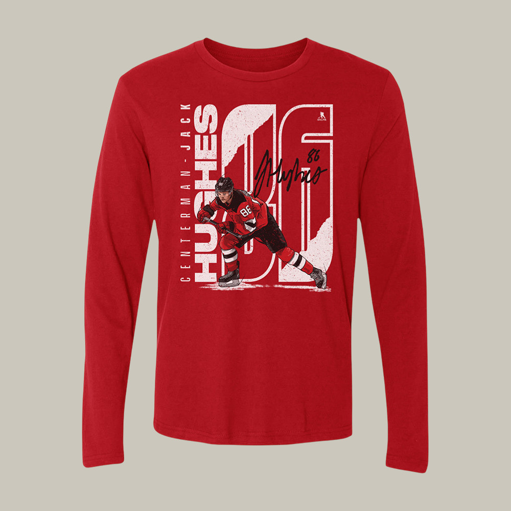 Jack Hughes Stretch Hockey Long Sleeve Shirt Team USA Hockey Clothing Best Fan Gift