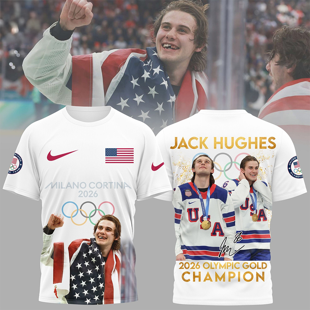 Jack Hughes Team Usa 2026 Olympic Gold Medalist Milano Cortina T-Shirt Winter Olympic Clothes