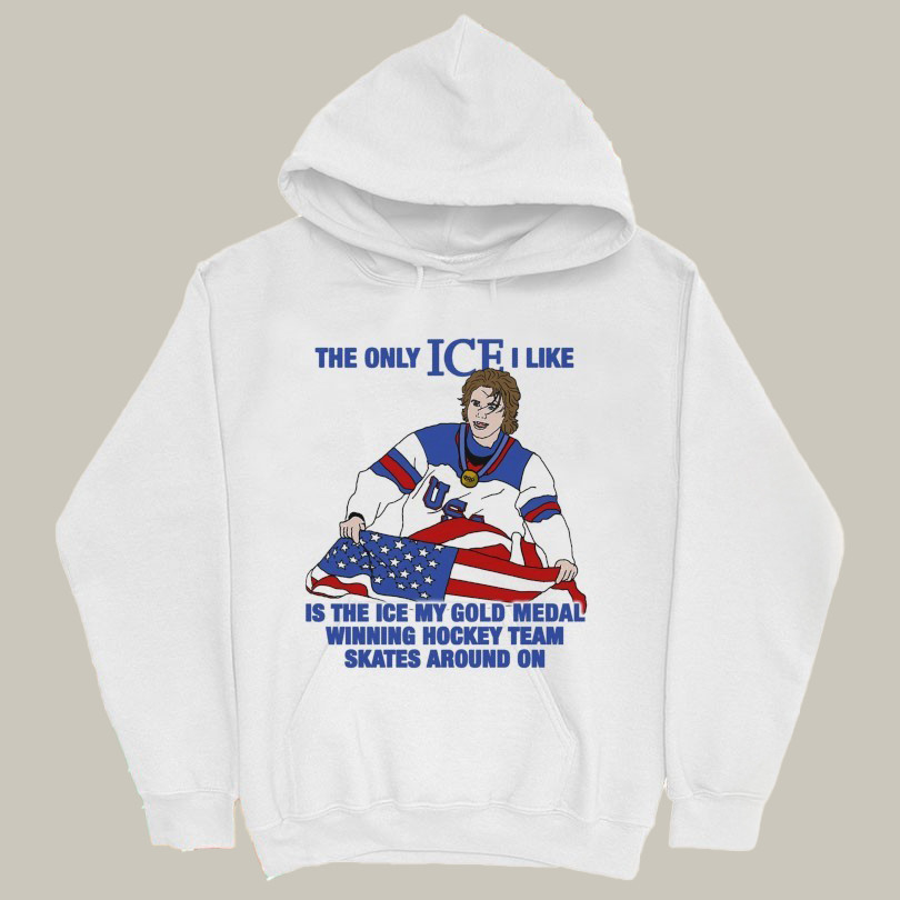 Jack Hughes The Only Ice I Like Is The Gold Medal Hoodie USA Hockey Gold Medal Merch Gift Idea