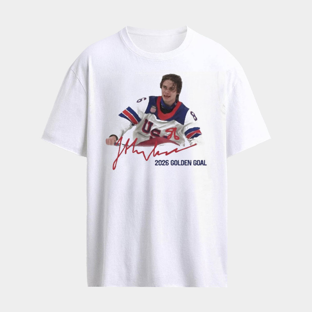 Jack Hughes USA Gold Hockey Signature 2026 T-Shirt Jack Hughes Shirt USA Hockey Gold Medal Merch