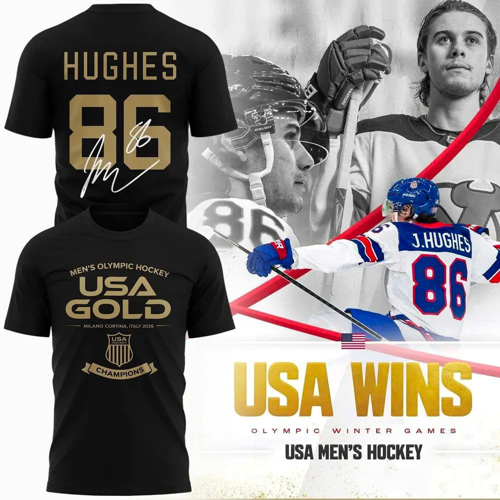 Jack Hughes USA Ice Hockey 2026 Olympics Gold Medal Win Graphic T-Shirt Best Gift For Fans