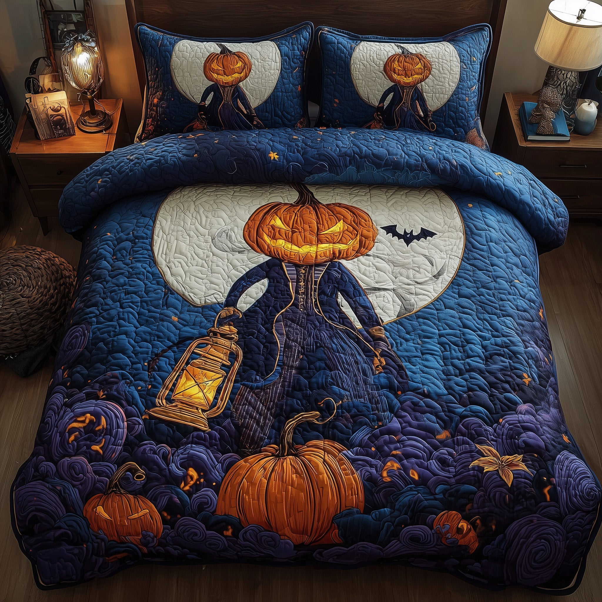 Jack O Lantern Quilted Bedding Set Classic Style