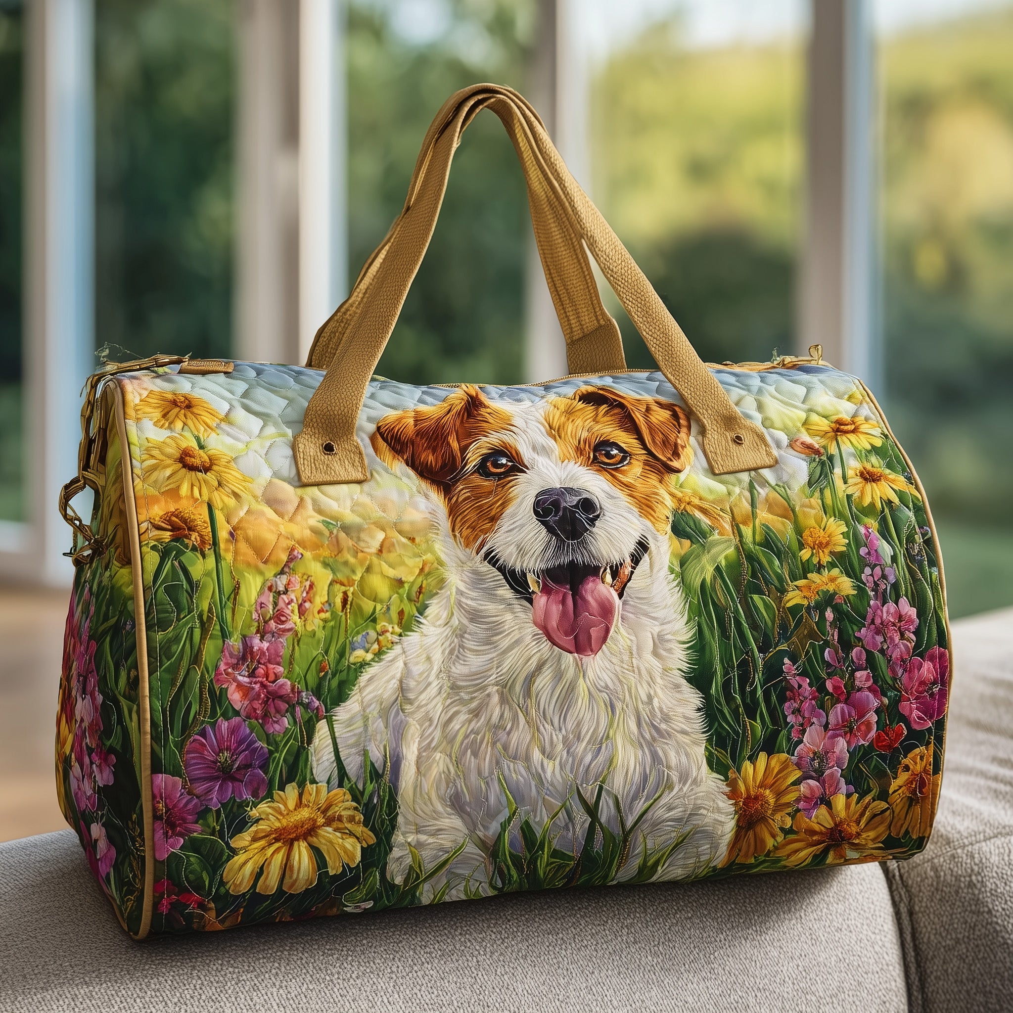 Jack Russell Quilted Duffle Bag Spring Gift Idea