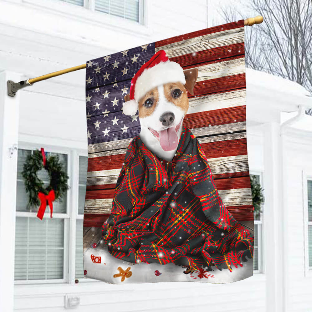 Jack Russell Terrier Dog Christmas Flag Hohoho