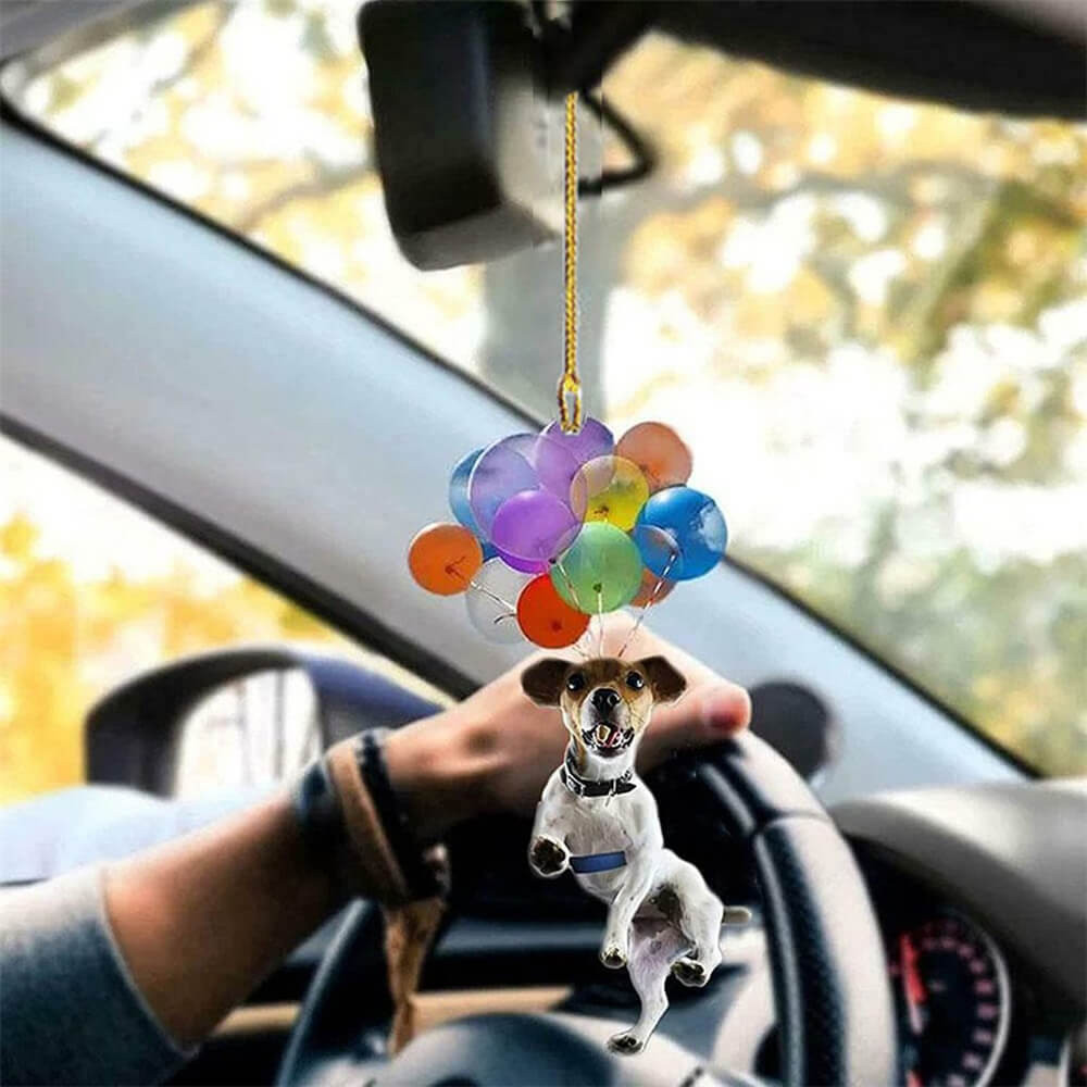 Jack Russell Terrier Dog Fly With Bubbles Car Hanging Ornament Dog Ornament Lasfour