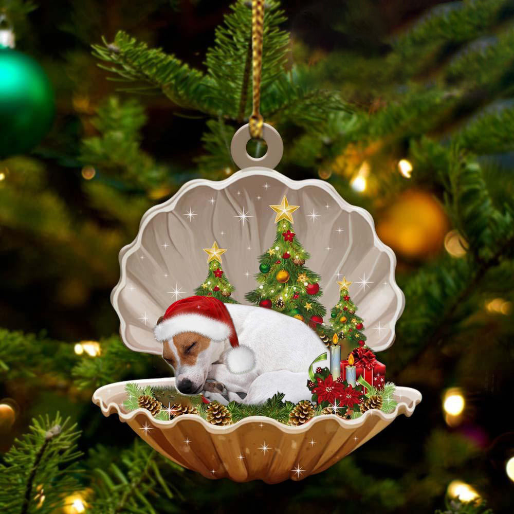 Jack Russell Terrier Sleeping in Pearl Dog Christmas Ornament Flat Acrylic