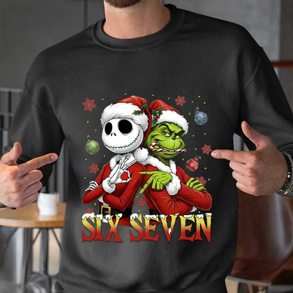 Jack Skellington And Grinch Shirt Funny Six Seven Meme Christmas T-Shirt Gift Ideas For Friends Jack Skellington And Grinch Shirt Funny Six Seven Meme Christmas T-Shirt Gift Ideas For Friends