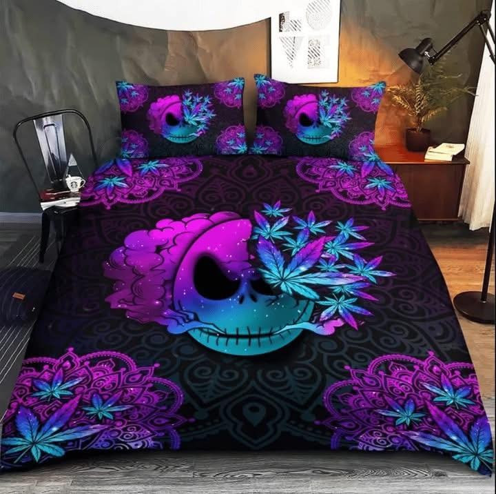 Jack Skellington Weed Bedding Set Duvet Cover Sheet Set Jack Skellington Gifts For Her