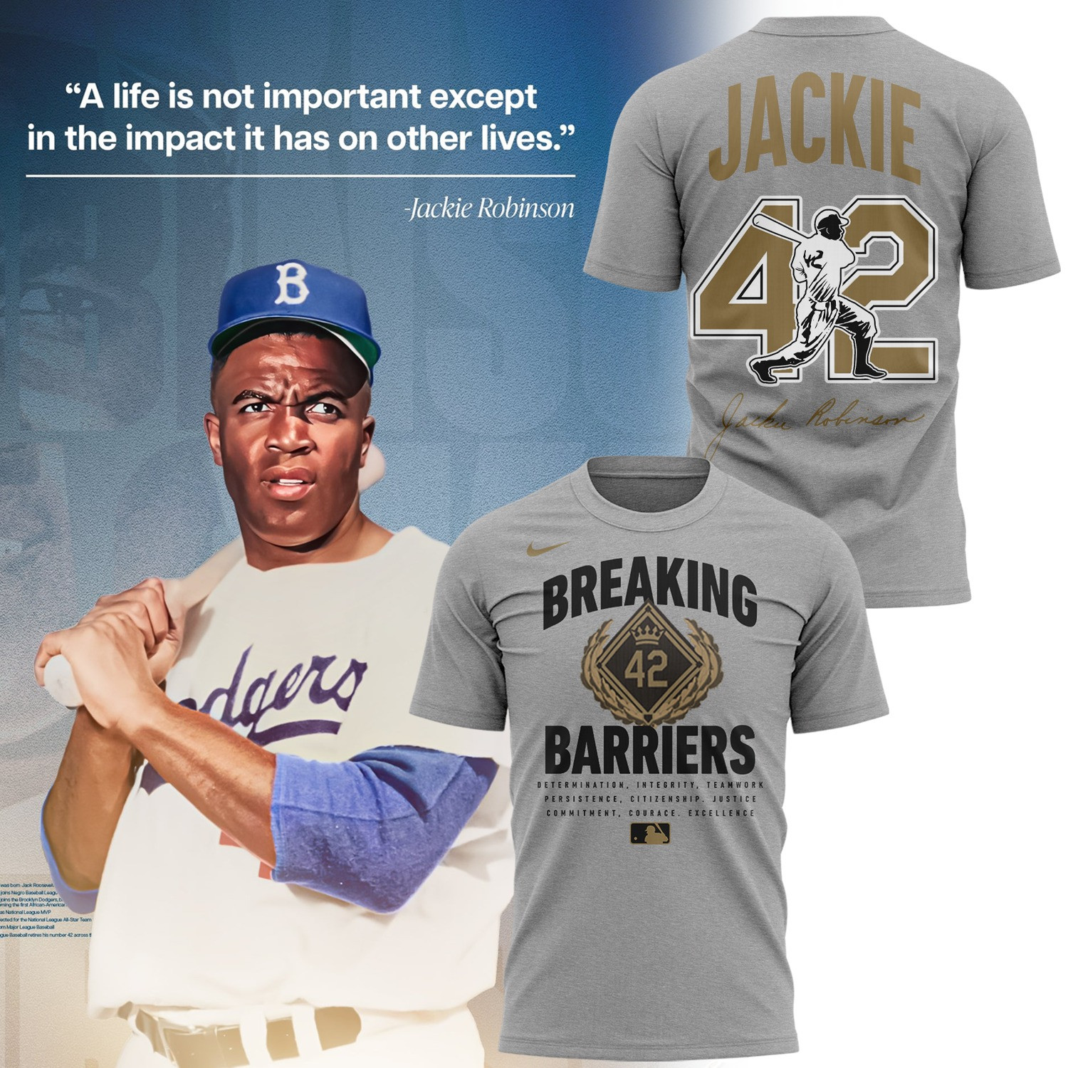 Jackie Robinson 42 Shirt Breaking Barriers T-Shirt Cool Gifts For Baseball Lovers