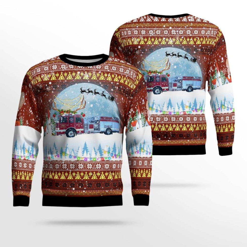 Jackson Township Fire in Stark Co Ohio Christmas AOP Ugly Sweater Xmas Unisex Sweater Christmas Gifts For Men Women