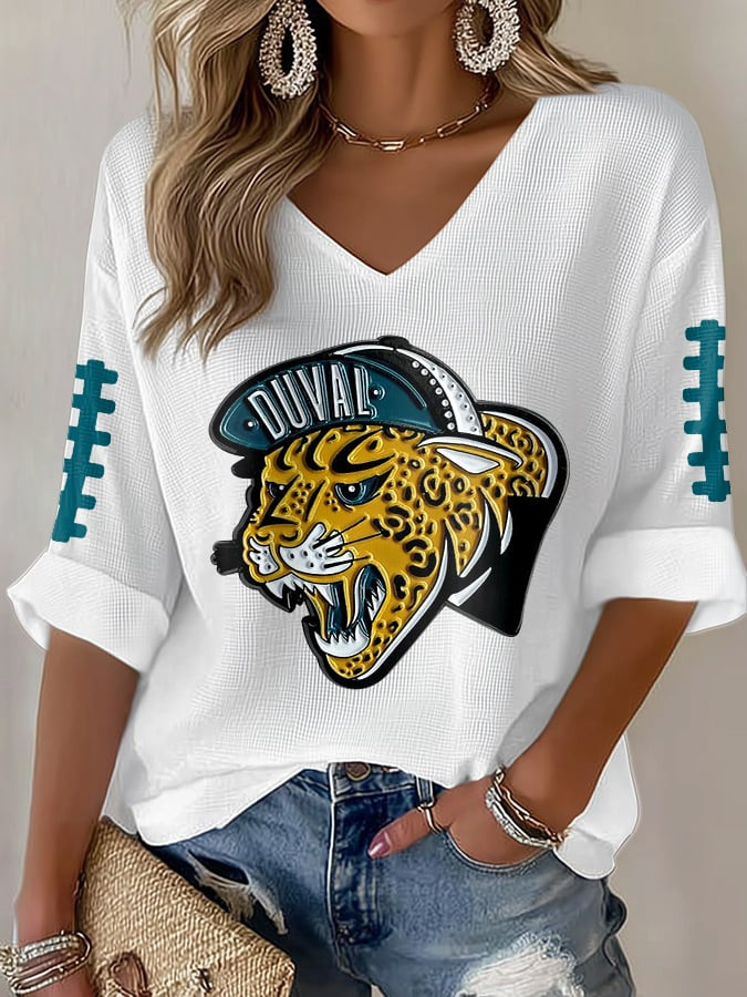 Jacksonville Jaguars Merch Duval V-Neck Long Sleeve Shirt Football Clothing Present Ideas