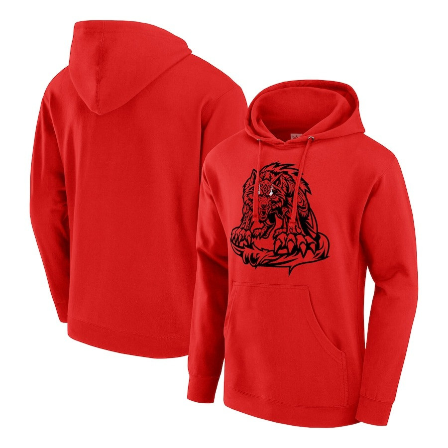 Jacob Fatu Hoodie Men's Red Jacob Fatu Tribal Wolf Pullover Hoodie Clothing Fan Merch