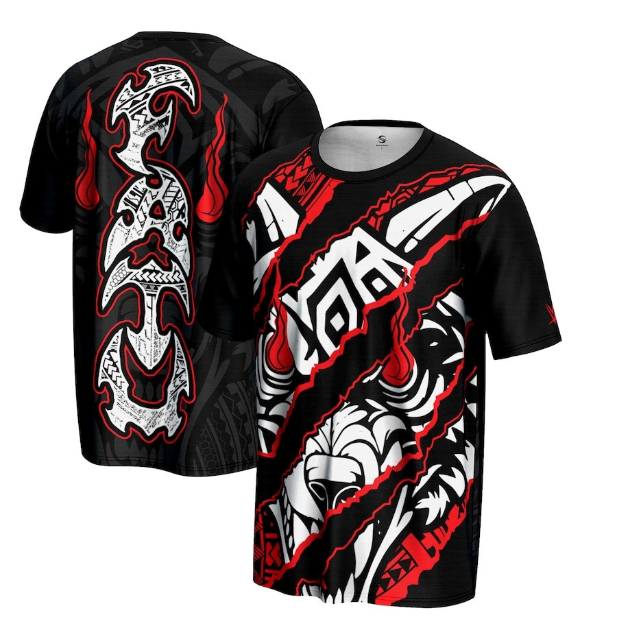Jacob Fatu Shirt Men's ProSphere Black Jacob Fatu Claw Mark Tribal Native Clothing