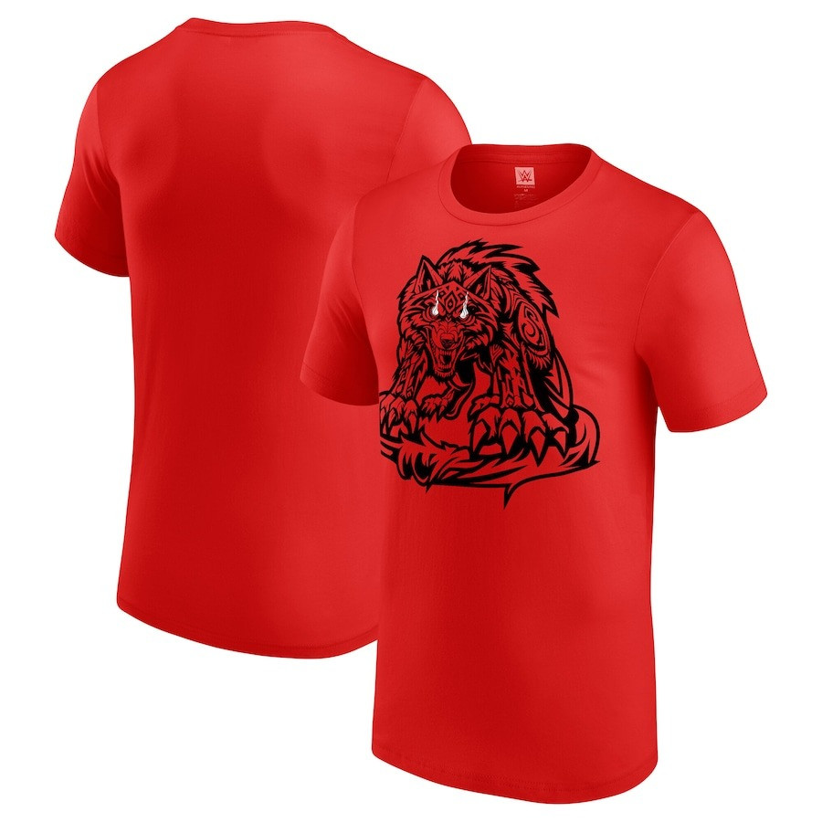 Jacob Fatu Shirt Men's Red Jacob Fatu Tribal Wolf T-Shirt Clothing Fan Merch Gifts